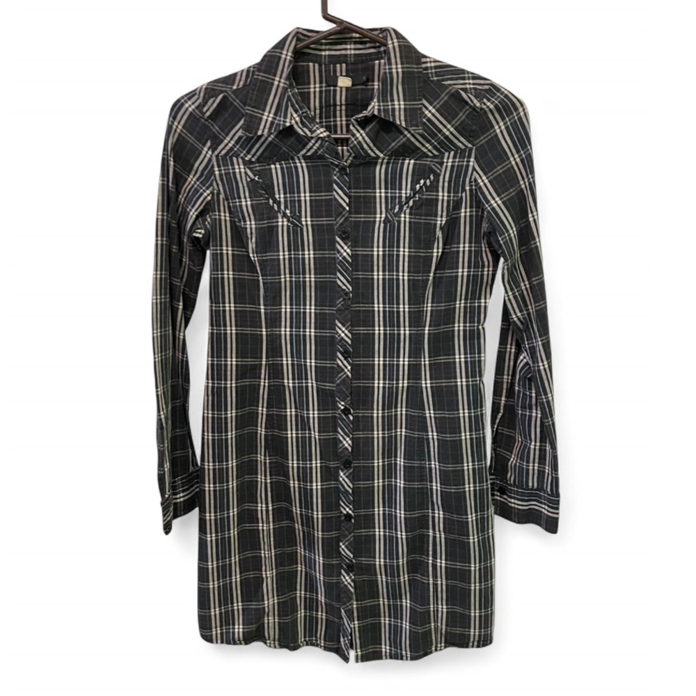 URBAN OUTFITTERS Plaid Long Sleeve Western Tunic Dress